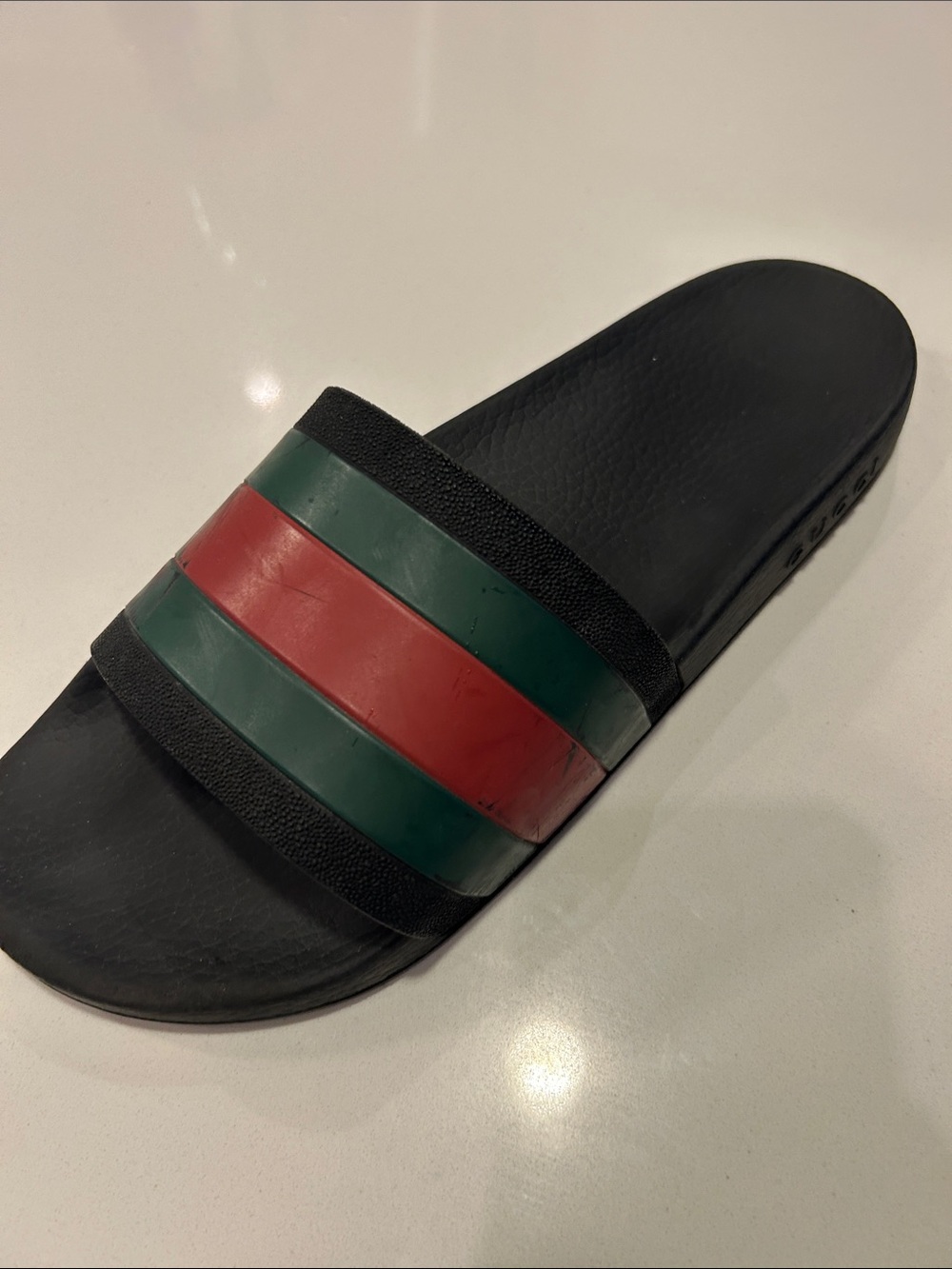 Gucci Black Slides with Red and Green Stripe Detail - Picture 7 of 7